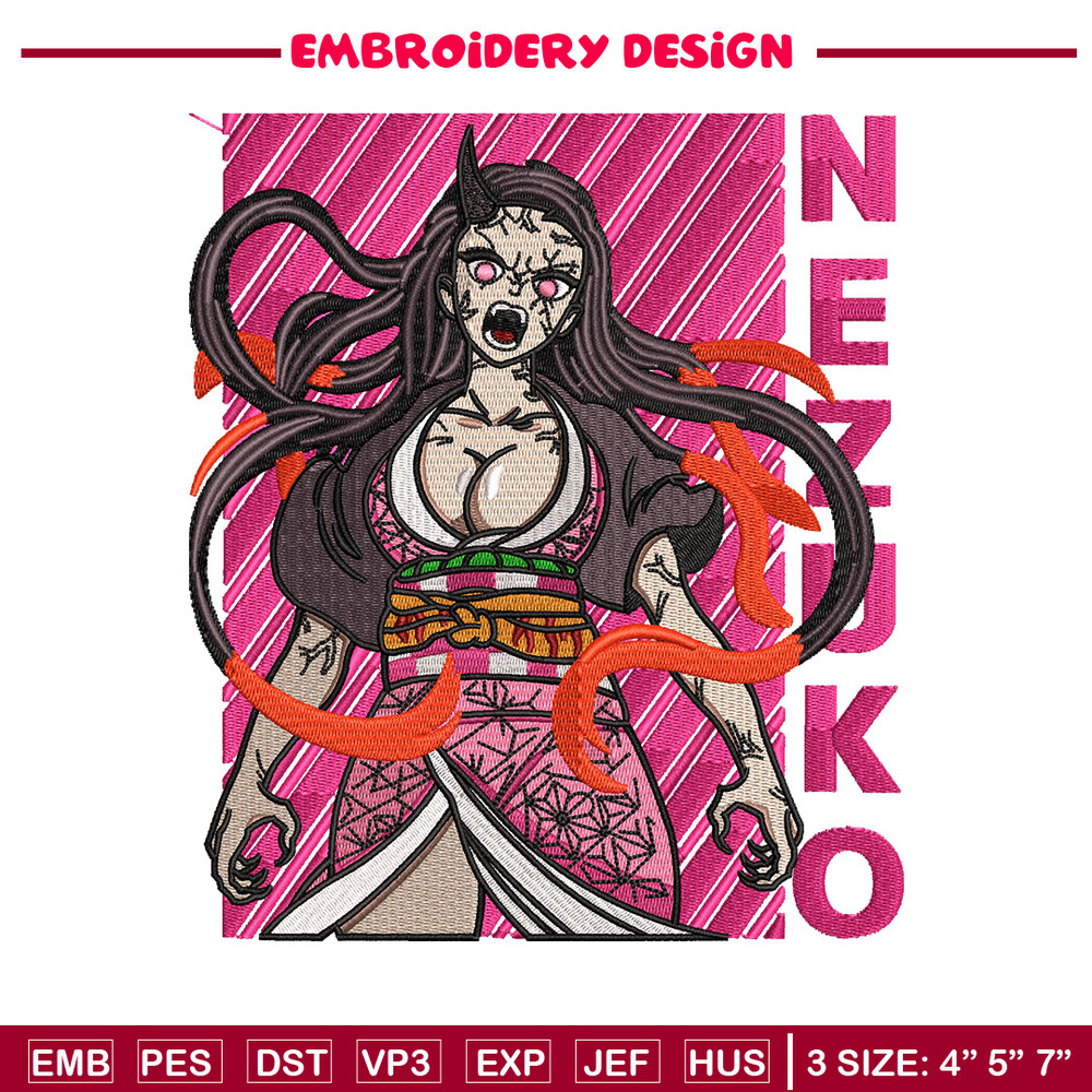 Nezuko demon embroidery design, Nezuko embroidery, Anime design, Embroidery shirt, Embroidery file, Digital download.jpg