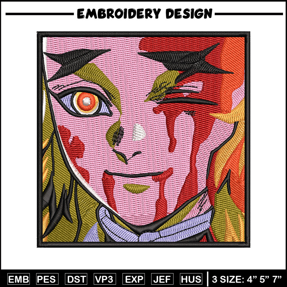 Rengoku face embroidery design, Rengoku embroidery, Anime design, Embroidery shirt, Embroidery file, Digital download.jpg