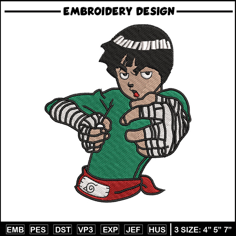 Rock lee embroidery design, Naruto embroidery, Anime design, Embroidery file, Digital download, Embroidery shirt.jpg