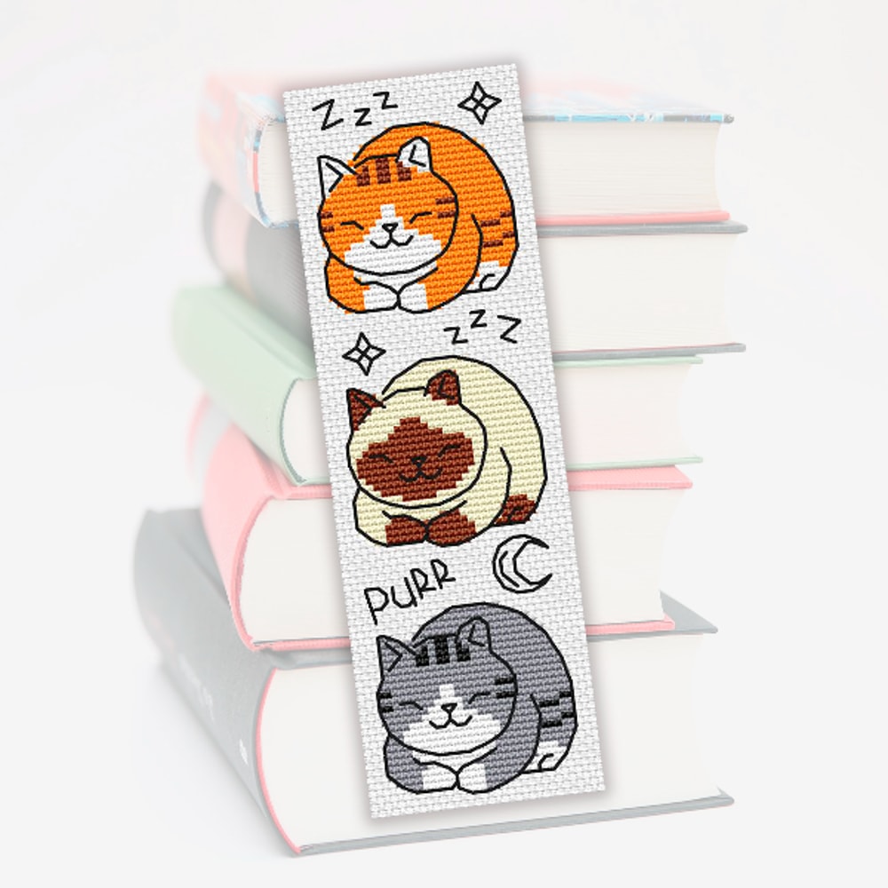 cross stitch bookmark pattern cat