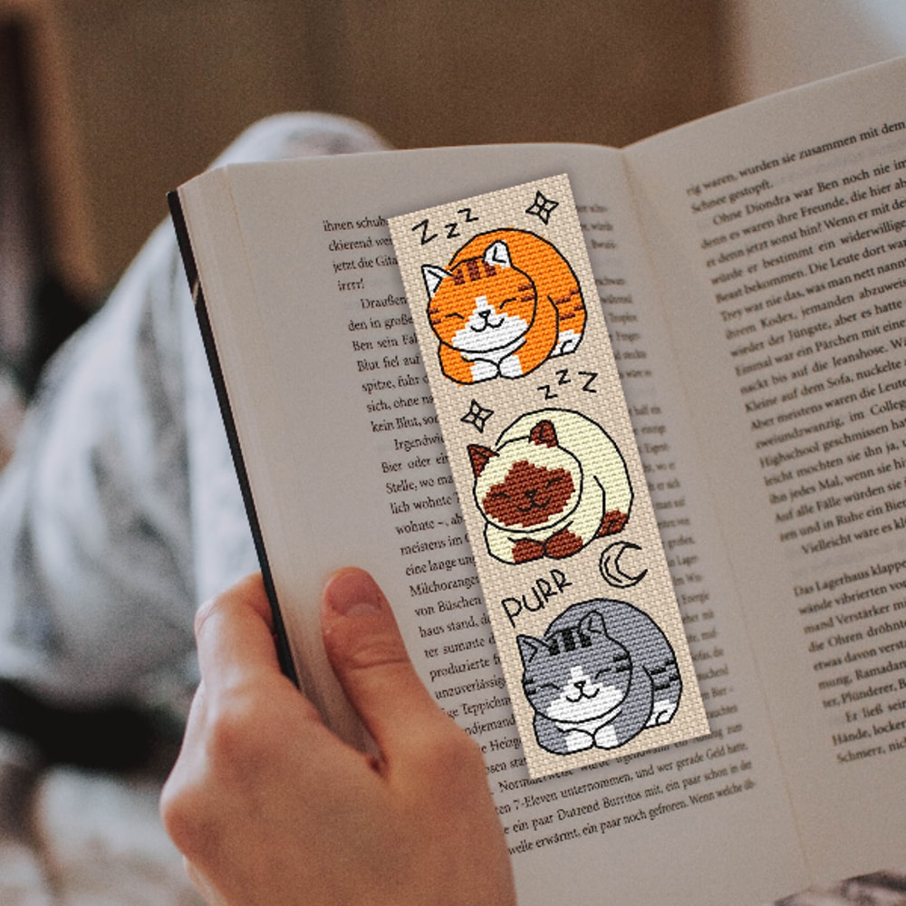 cat cross stitch bookmark pattern
