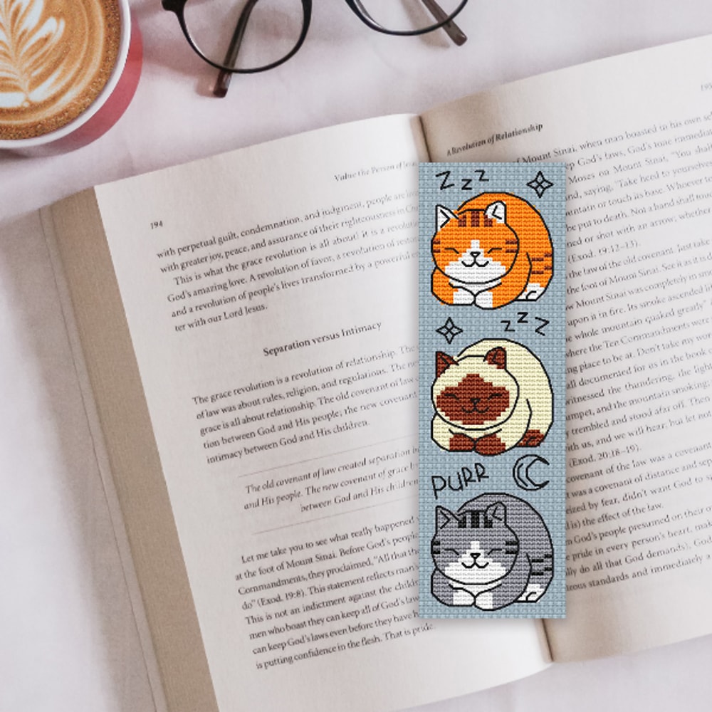 modern cross stitch bookmark pattern cat