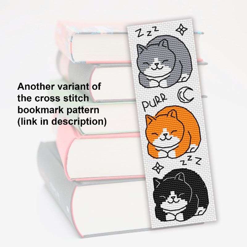 cat bookmark cross stitch pattern digital