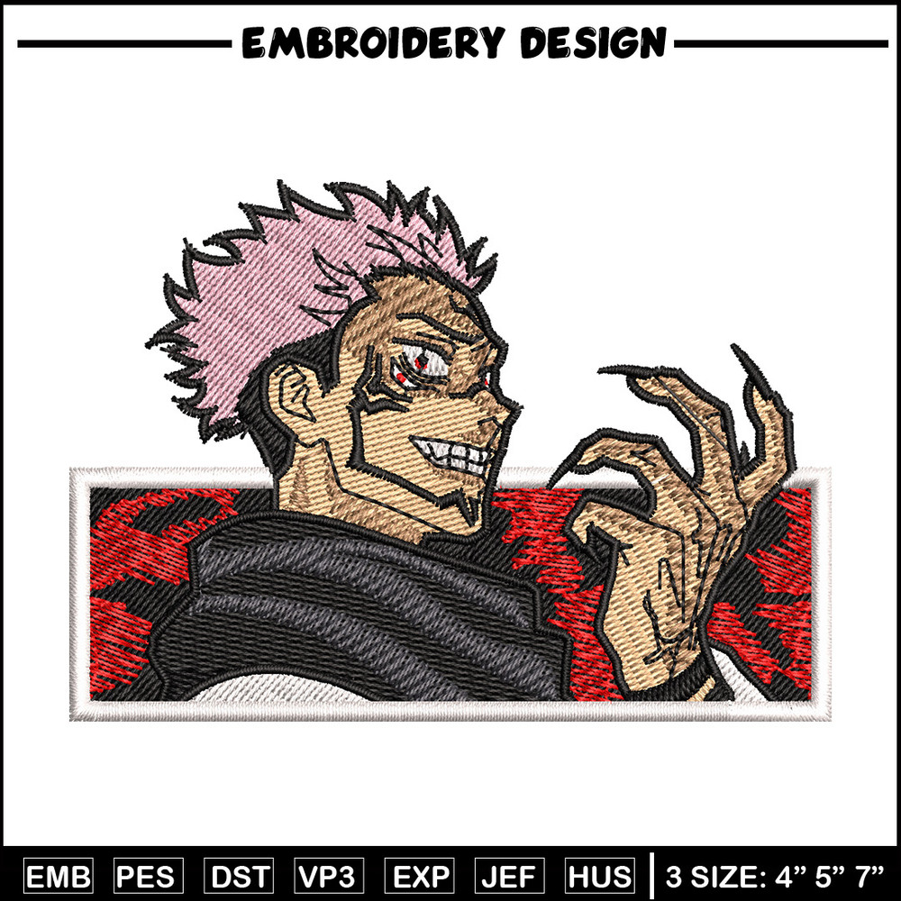 Sukuna red embroidery design, Sukuna embroidery, Embroidery shirt, Embroidery file, Anime design, Digital download.jpg