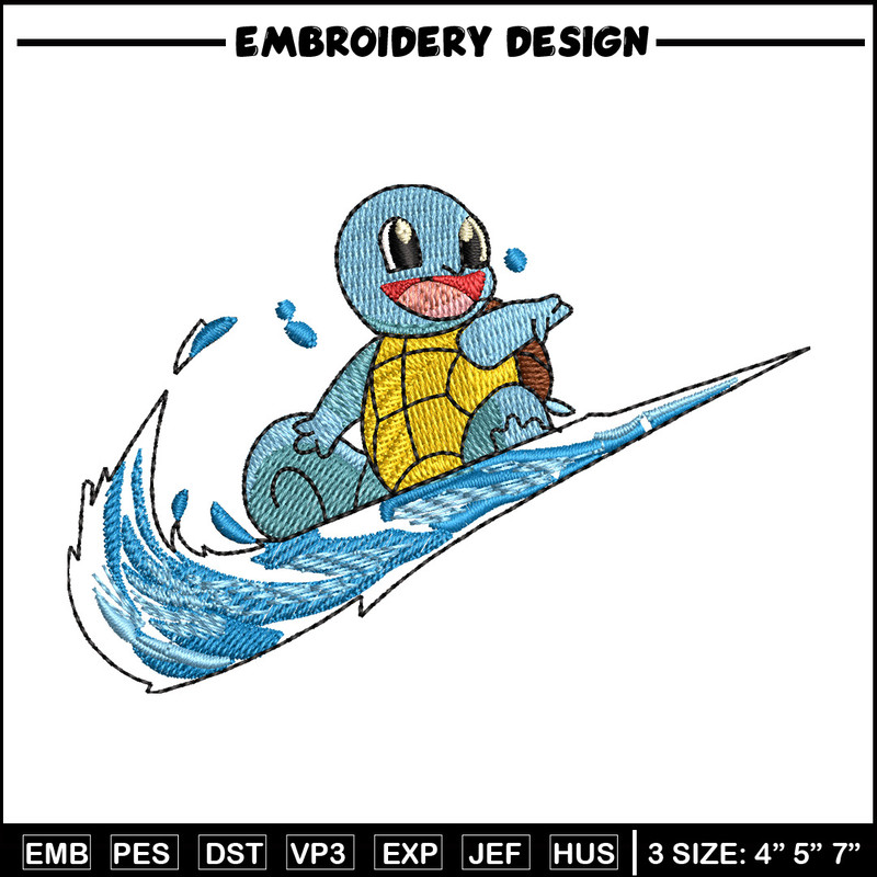 Swoosh squirtle embroidery design, Pokemon embroidery,Anime design,Embroidery file, Embroidery shirt, Digital download.jpg