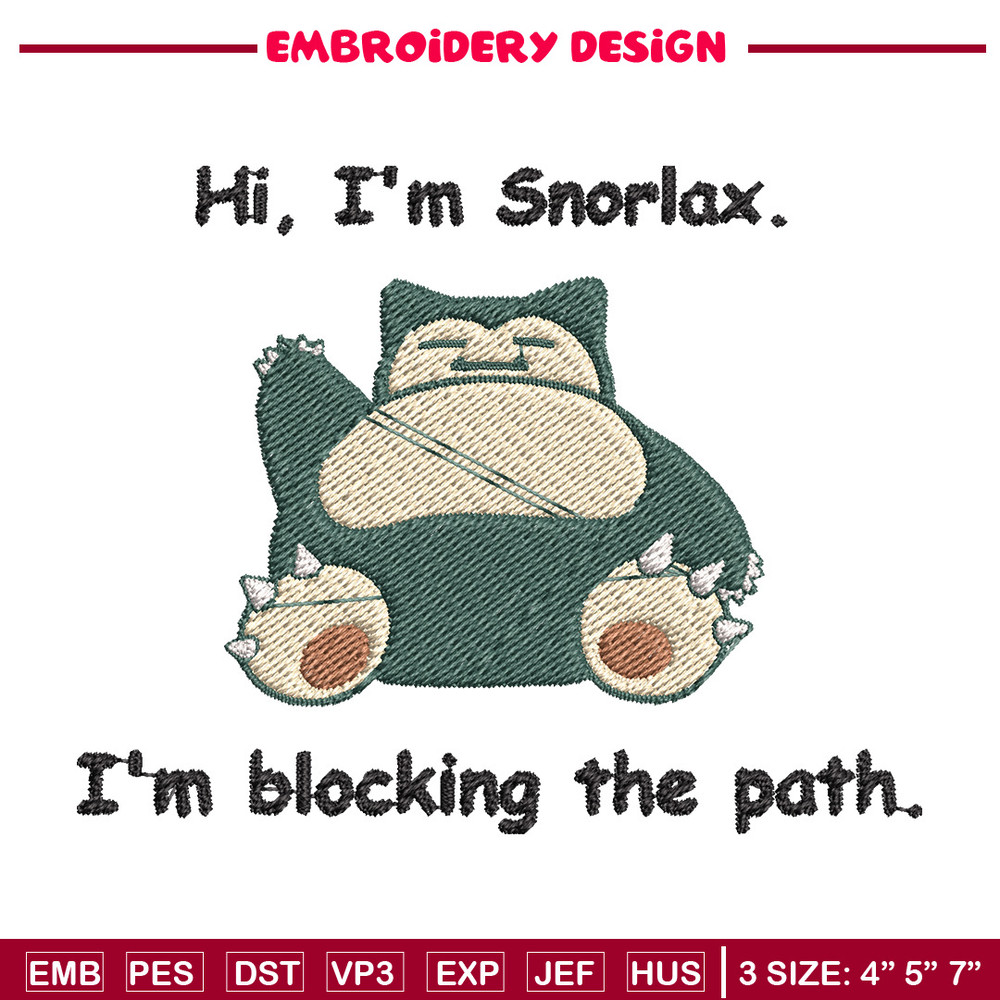 Snorlax embroidery design, Pokemon embroidery, Anime design, Embroidery file, Digital download, Embroidery shirt.jpg