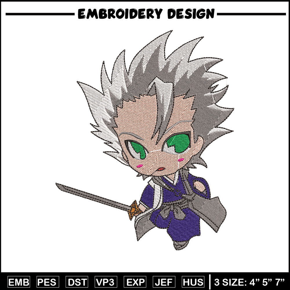Toshiro chibi embroidery design, Bleach embroidery, Anime design, Embroidery file, Embroidery shirt, Digital download.jpg