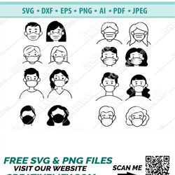 masked people svg, icon people mask svg, safety svg, face mask svg, mask clipart, human face mask svg, silhouette cameo,