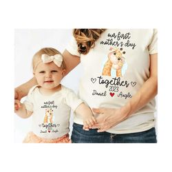 our first mother's day png, mothers day matching shirt png, giraffe png, baby shirt png, mommy & baby outfit, giraffe ba