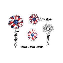 layered american flag sunflower svg, 4th of july svg, patriotic svg, fourth of july png, svg files for cricut, sublimati