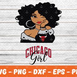 Chicago Bears Girl NFL Logo Svg, NFL Lover svg, Afro svg, Football Teams svg, Sport Teams, NFL Logo svg, Nba girls svg,