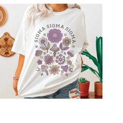 sigma sigma sigma cottage core shirt, tri sigma flower hoodie, tri sig mushroom sweatshirt