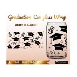 Full wrap Graduation Cap svg, Glass Wrap Svg,Class of 2022 can glass svg,Graduation svg,16oz Libbey Can Glass Wrap,for C