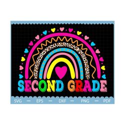 back to school rainbow second grade svg, hello school svg, first day of school svg, 2nd grade svg, back to school svg, t