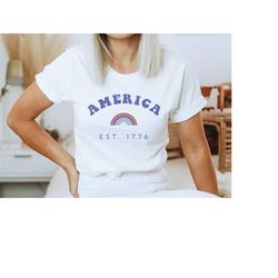 america shirt, 4th of july, memorial day, usa t-shirt, women, 1776, vintage, red white blue shirt, gift for mom, gift fo