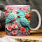3D Birds Flowers Mug Wrap Design, 3D Birds Flowers Png, 3D Mug Design 11oz 15oz Birds Floral Wrap, 3D Flower Png Digital Downloads - 1.jpg