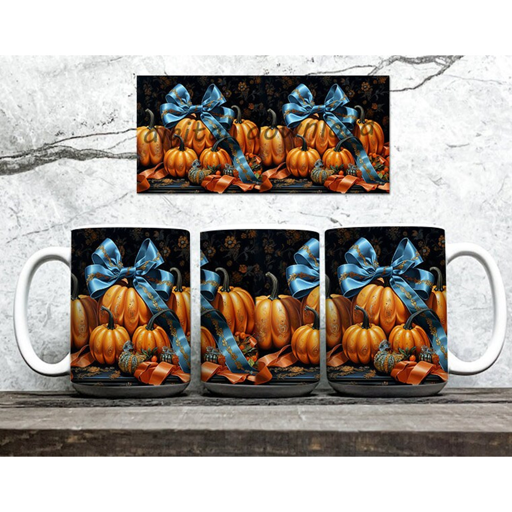 3D Boho Pumpkin Fall Vibes Mug Wrap, 3D Pumpkin Mug Wrap, 3D Halloween Pumpkin 11oz 15oz Mug Sublimation, Halloween Season Mug Design - 2.jpg