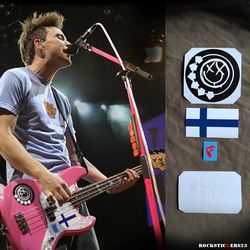 Mark Hoppus pink bass guitar stickers Fender Precision Blink-182 decal . Set 4