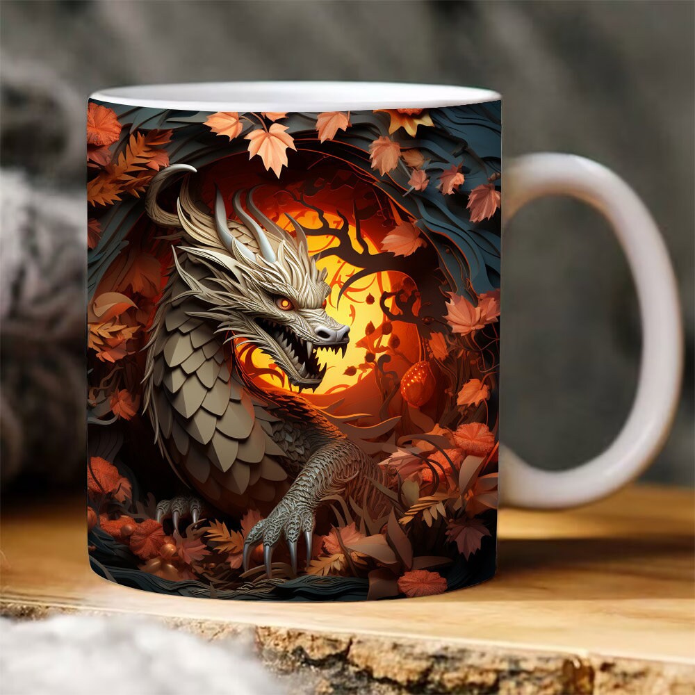 3D Dragon Mug Wrap Design, 3D Dragon Cracked Hole Mug Wrap Png, 3D Mug Design 11oz 15oz 3D Mug Wrap 3D Fall Vibes Tumbler Digital Downloads - 1.jpg