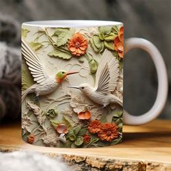 3d floral bird mug
