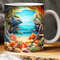 3D Hole In A Wall Summer Beach Landscape Mug Wrap Design, 3D Beach Mug, 3D Beach Seashells In Mug Design, 3D 11oz 15oz Mug Sublimation Png - 1.jpg