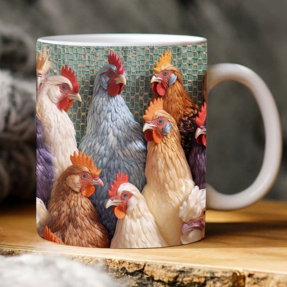 3D Mug Wrap 3D Chicken Mug, 3D Farm Mug Design Sublimation, Floral Mug PNG, 11oz,15oz Mug Sublimation Embroidery Png - 1.jpg