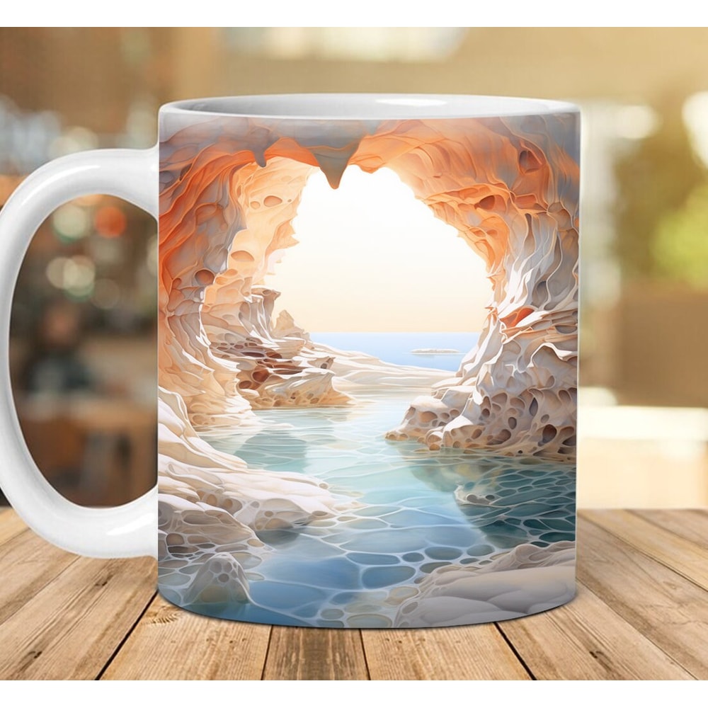 3D Ocean Sunset Crack Hole Mug Wrap Sublimation,3D Beach Mug Wrap PNG, 3D Tumbler Wrap, 11oz 15oz Mug Wrap, Digital Download PNG - 1.jpg