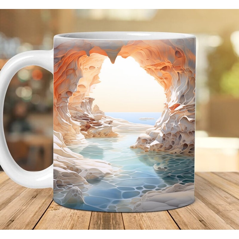 3D Ocean Sunset Crack Hole Mug Wrap Sublimation,3D Beach Mug Wrap PNG, 3D Tumbler Wrap, 11oz 15oz Mug Wrap, Digital Download PNG - 1.jpg