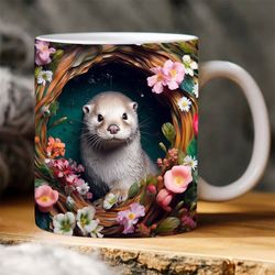 3d otter flower mug design