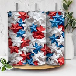 3d patriotic stars 20oz skinny tumbler   3d memorial day tumbler