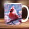 3D Red Cardinal Bird Flowers Mug, 3D Cardinal Bird Mug Design, Floral Mug PNG, 3D Mug, 11oz,15oz Mug Sublimation Png - 1.jpg