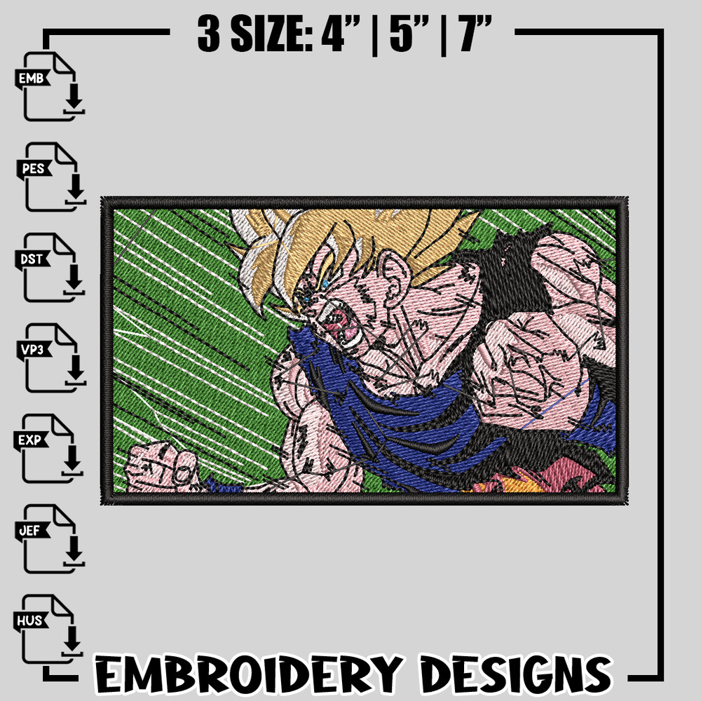 Goku Rectangle embroidery design