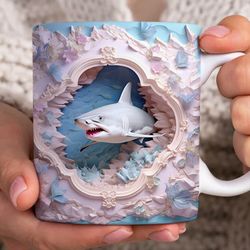 3d sharks in the ocean mug 3d white shark crack hole 11oz 15oz mug
