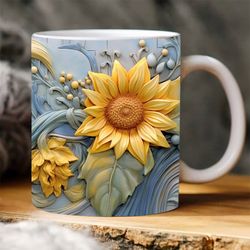 3d sunflower mug