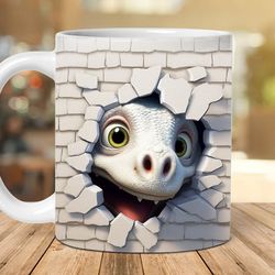 3d white dinosaur mug design