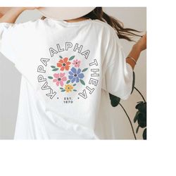kappa alpha theta oversized shirt, theta flower hoodie, kappa alpha theta flower sweatshirt, theta sorority shirt