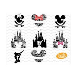 svg bundle party, private svg/castle/peter pan and tinkerbell/peter pan castle/monogram/minnie mouse svg/mickey mouse sv