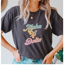 comfort colors 70s ombre sorority shirt, vintage, elementary school,alpha xi delta, kappa alpha theta, kappa delta, alph