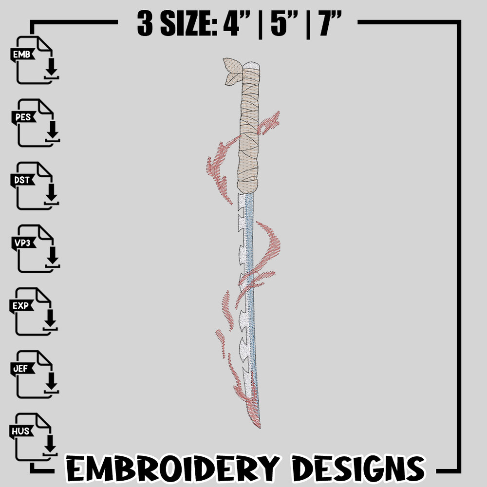 Inosuke sword embroidery design