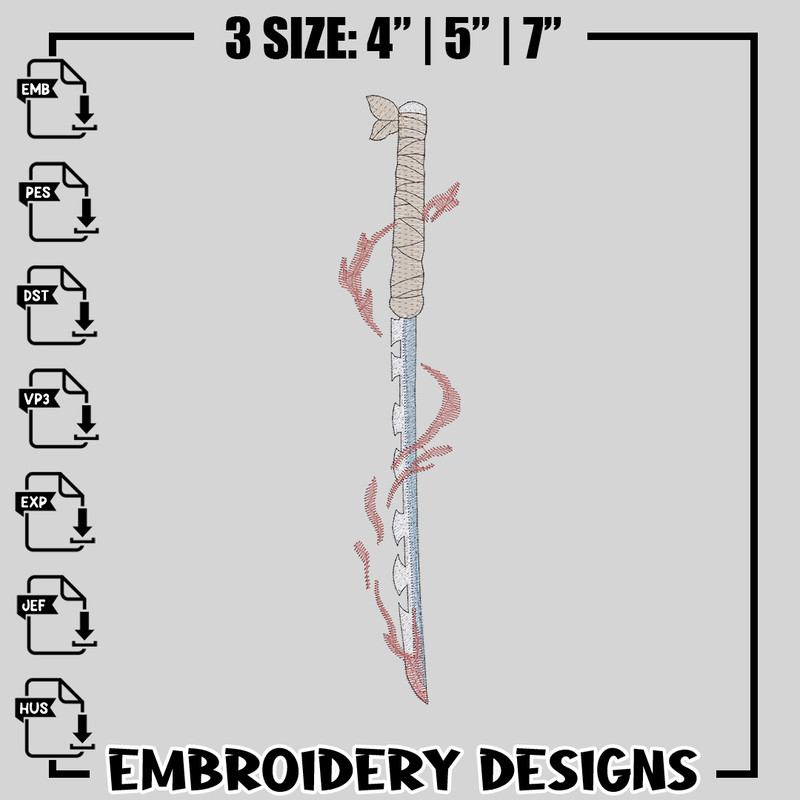 Inosuke sword embroidery design