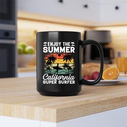 enjoy the summer california super surfer mug, enjoy the summer coffee and tea gift mu