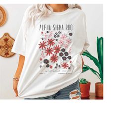 alpha sigma rho oversized shirt, trendy alpha sigma rho hoodie, alpha sigma rho flower sweatshirt, sorority shirt