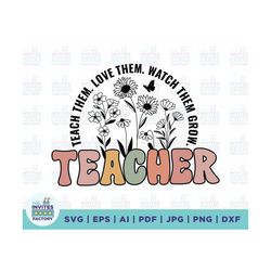 teachers teach them love them watch them grow svg, custom teacher sweatshirt png, personalized teaching gift, sublimatio