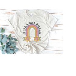 Sorority 70s Flower Rainbow Shirt, Vintage, School, Alpha Chi Omega, Pi Beta Phi, Delta Gamma, Recruitment, reveal, Gamm