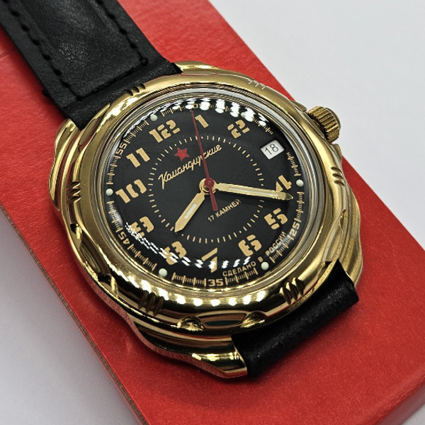 Gold-mechanical-watch-Vostok-Komandirskie-black-dial-219123-2