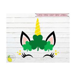 st patricks day svg, unicorn irish shamrock svg lucky unicorn face kids unicorn svg files for cricut downloads silhouett