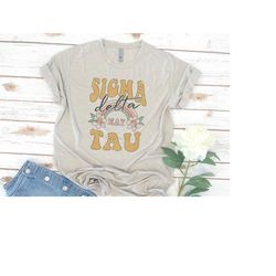 sorority groovy flower shirt, 70s, 60s, retro, alpha chi omega, kappa delta, sigma kappa, rainbow, big little shirts, el