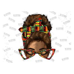 black woman juneteenth messy bun png, black history month png, black women png, pretty afro woman, african american girl