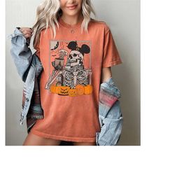 skeleton halloween shirt, pumpkin halloween comfort color shirt, fall shirts for women, pumpkin shirt, fall sweatshirt s