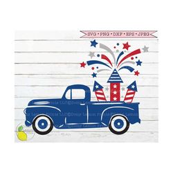 4th of july truck svg, summer svg country svg amercian flag svg usa fireworks farmhouse svg files for cricut downloads s
